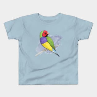 Gouldian finch colour pencil drawing Kids T-Shirt